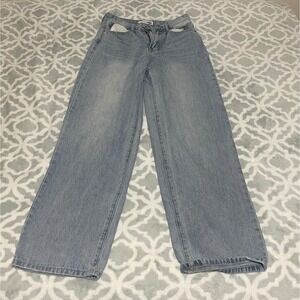 Fashion Nova Women's Jeans Size 3 Wide Leg‎ Light Wash Denim Y2K Style